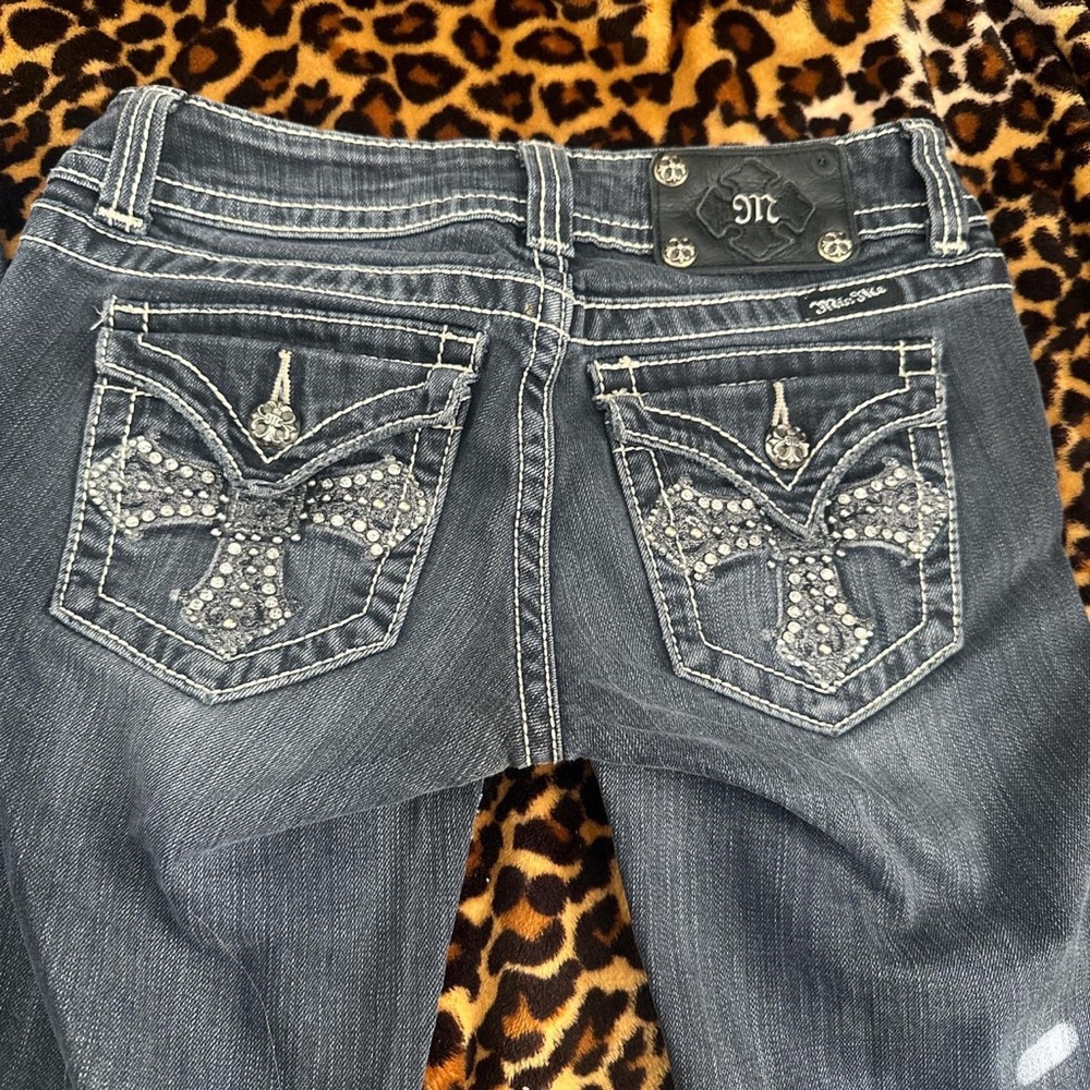Low Rise Y2K Cross Back Miss Me Jeans *SKINNY